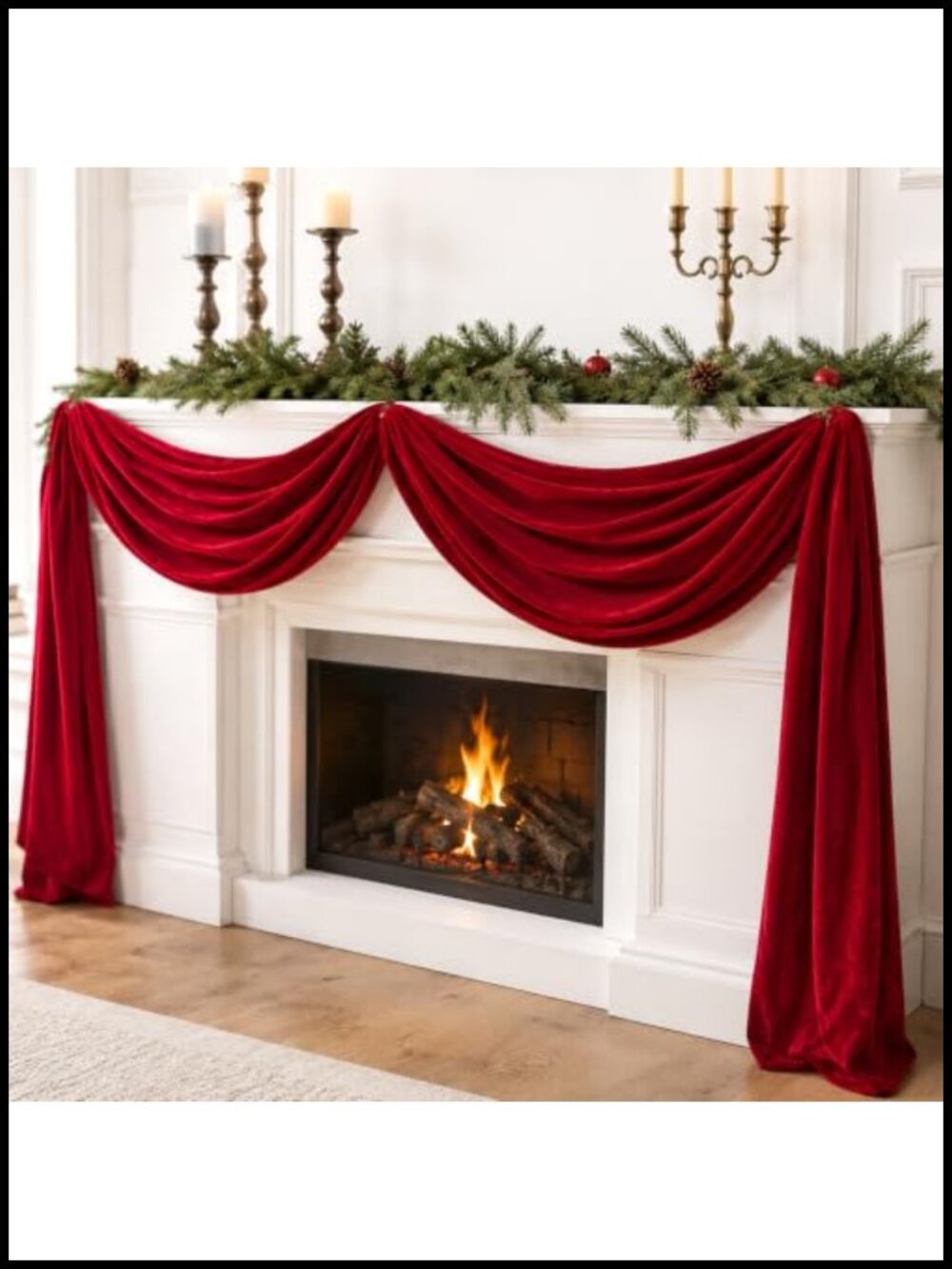 2 Pc Velvet Christmas Mantle Garland Large Holiday Decor